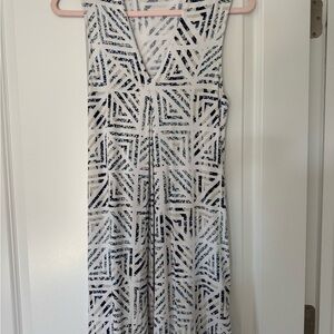 Tart Blue and White Geometric Midi Dress